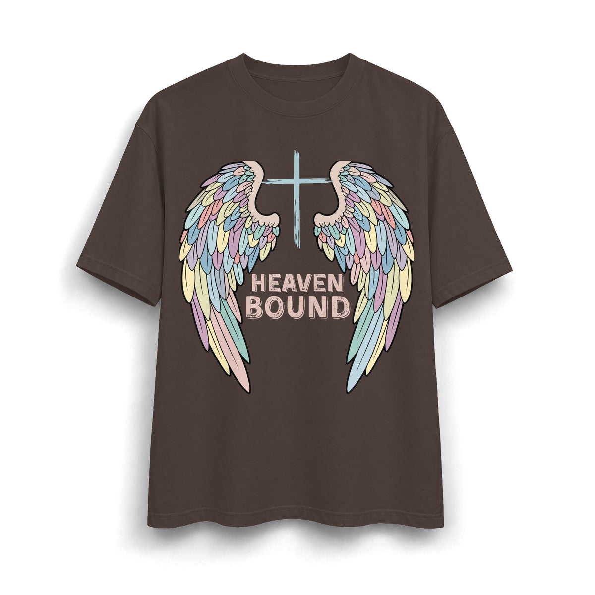 Pastel Angel Wings with Cross “Heaven Bound” Christian Graphic Tee