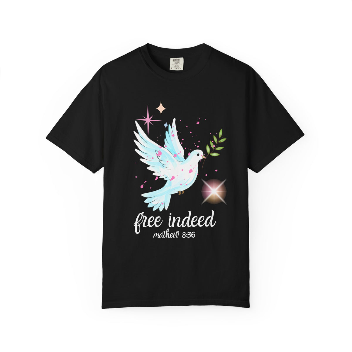 Dove 'Free Indeed' T‑Shirt — Matthew 8:36 Christian Tee