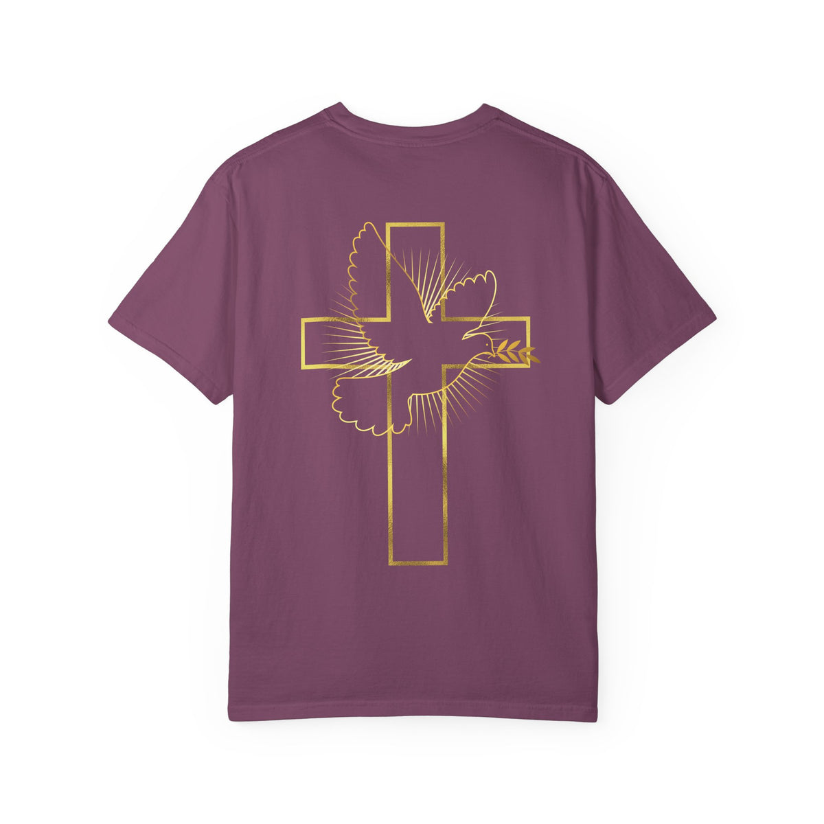 Christian Dove Cross T-Shirt — "His Presence My Peace" Garment-Dyed Tee