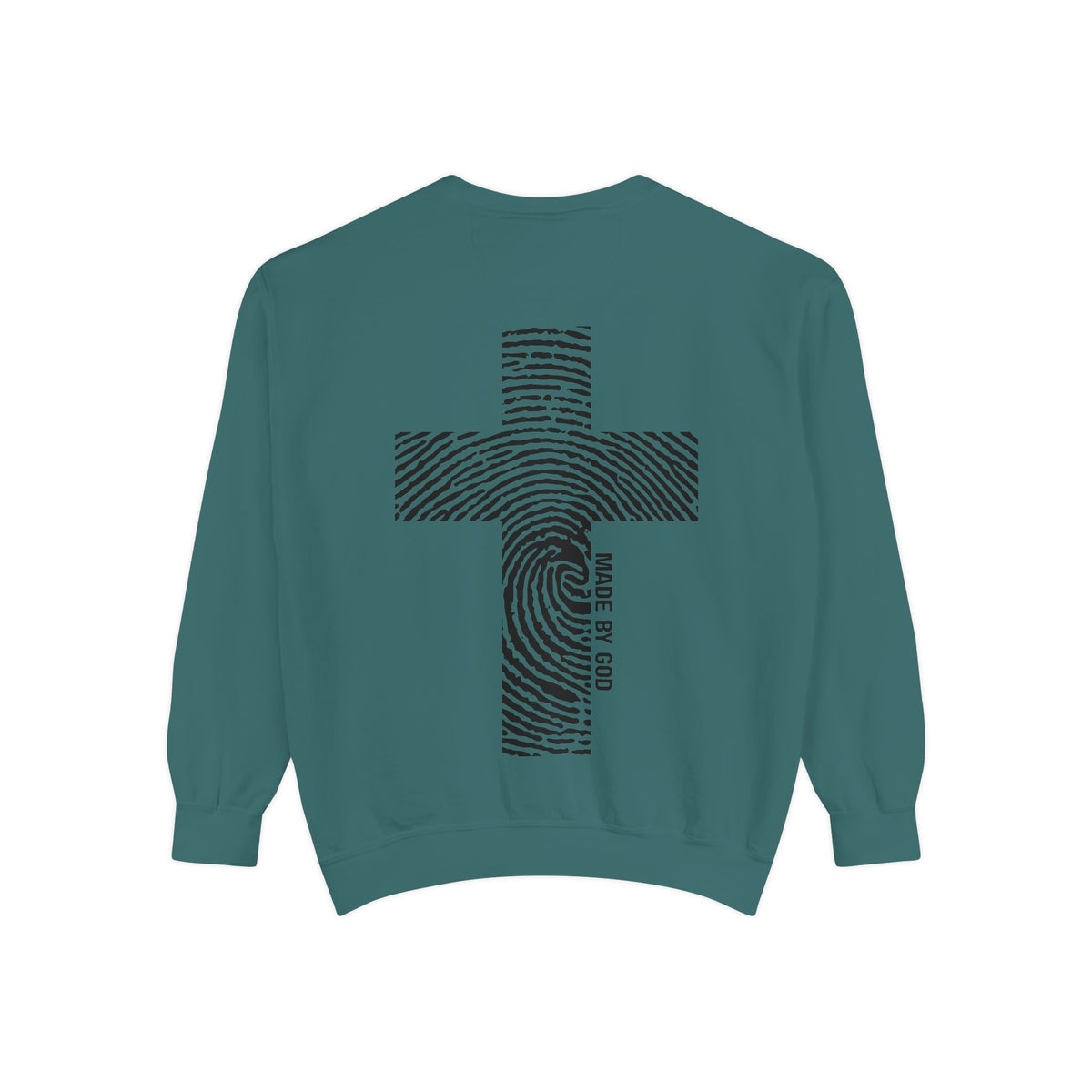 Sweatshirt — Fingerprint Cross "Saved By God" Crewneck