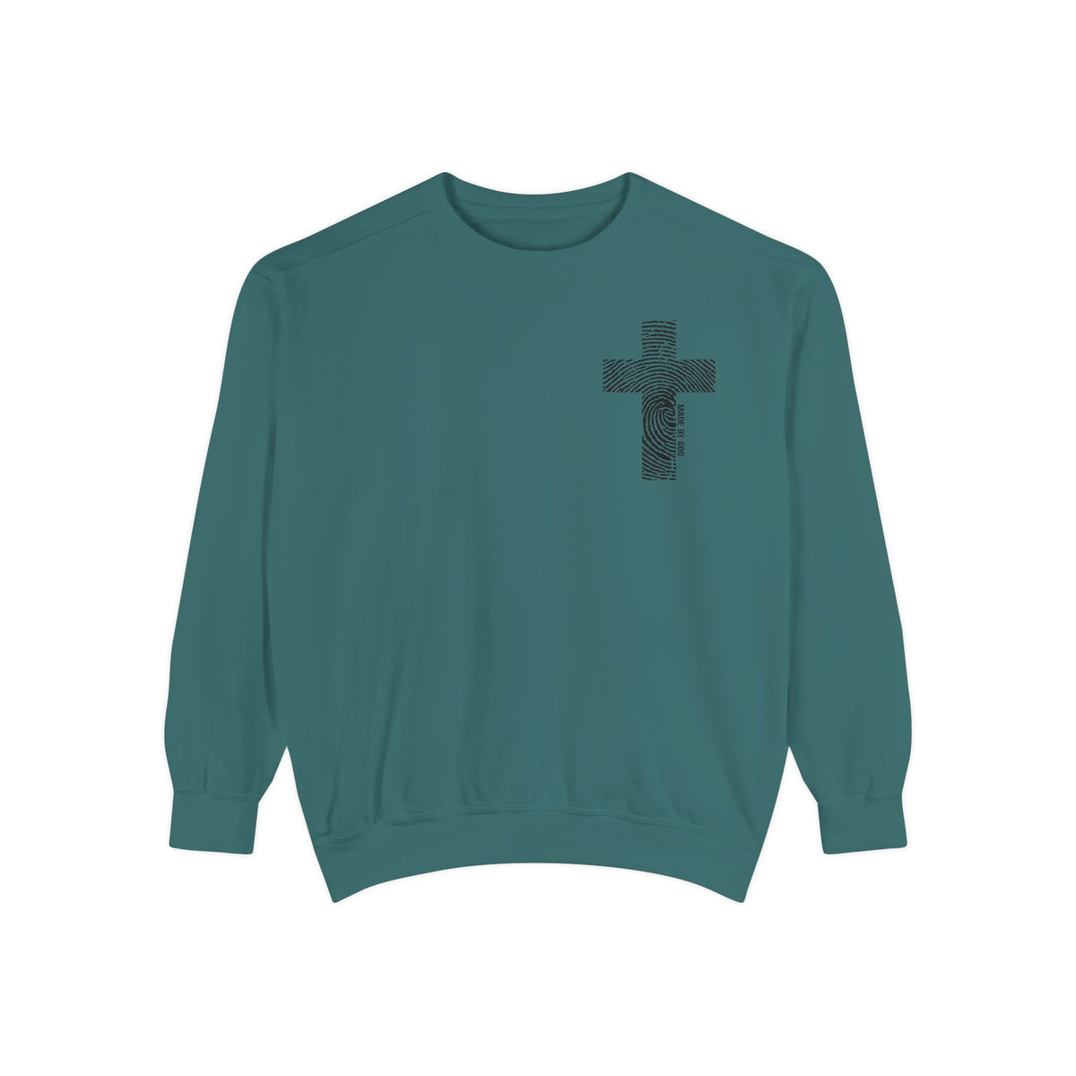 Sweatshirt — Fingerprint Cross "Saved By God" Crewneck