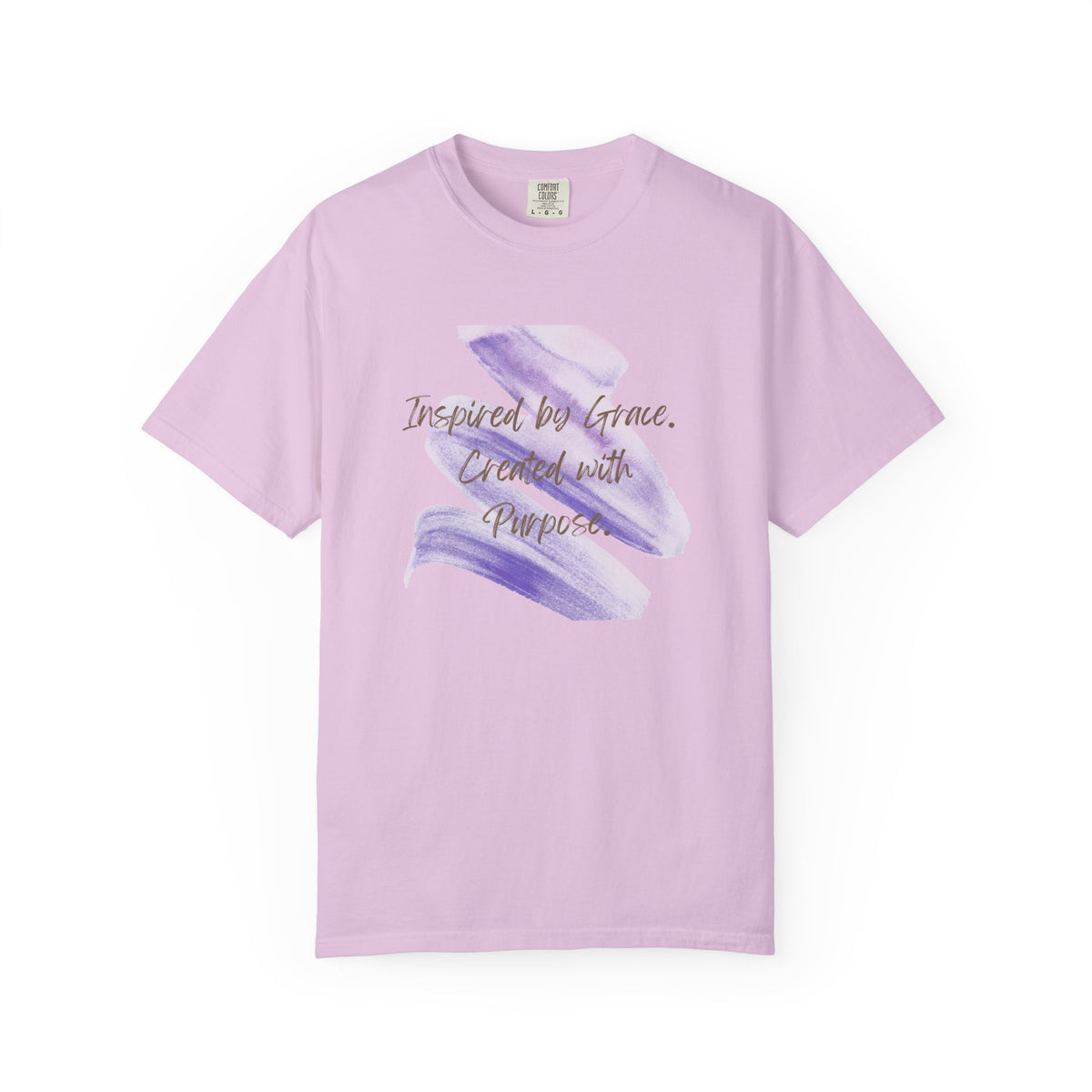 "Inspired by Grace. Created with Purpose" Inspirational Tee Purple Brushstroke T-Shirt