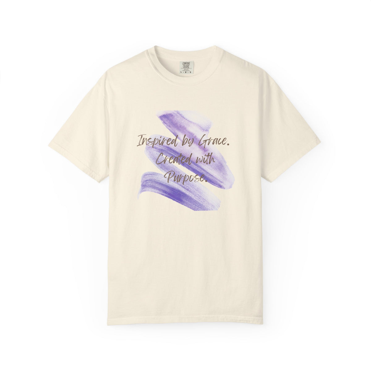 "Inspired by Grace. Created with Purpose" Inspirational Tee Purple Brushstroke T-Shirt