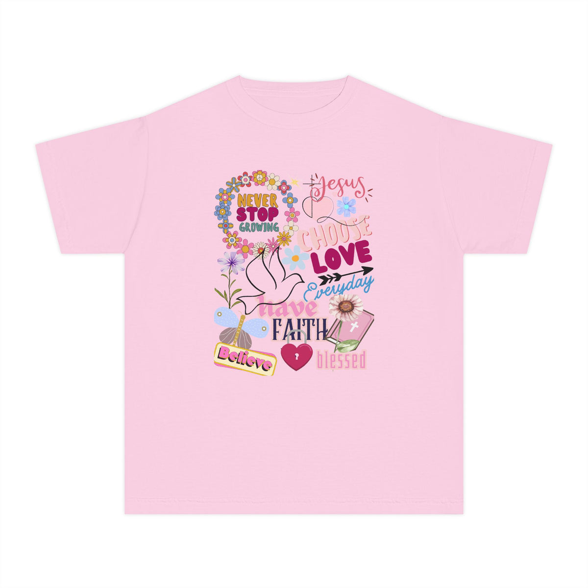 Youth Inspirational Faith Tee — 'Choose Love' Floral Christian Graphic