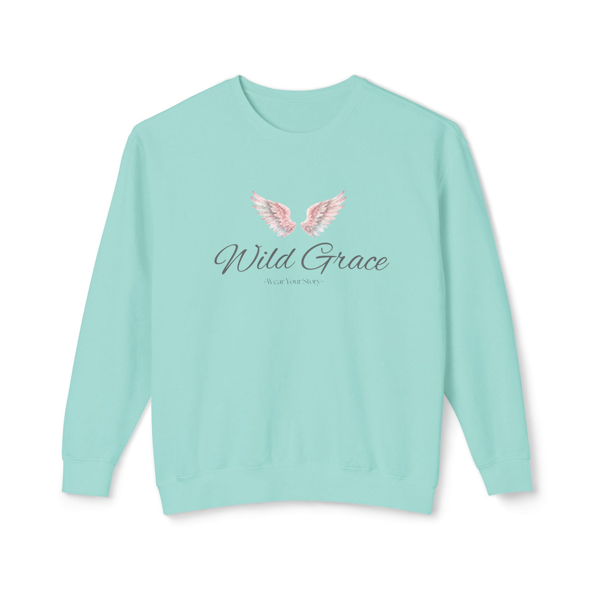 Wild Grace Crewneck Sweatshirt — Pink Angel Wings Inspirational Pullover