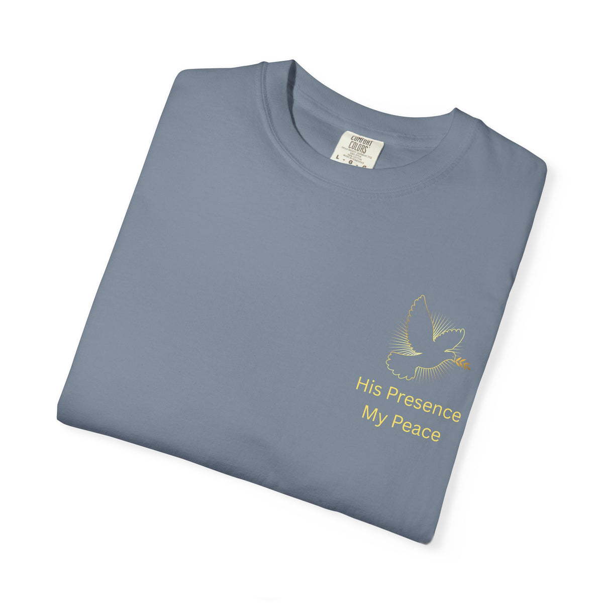 Christian Dove Cross T-Shirt — "His Presence My Peace" Garment-Dyed Tee