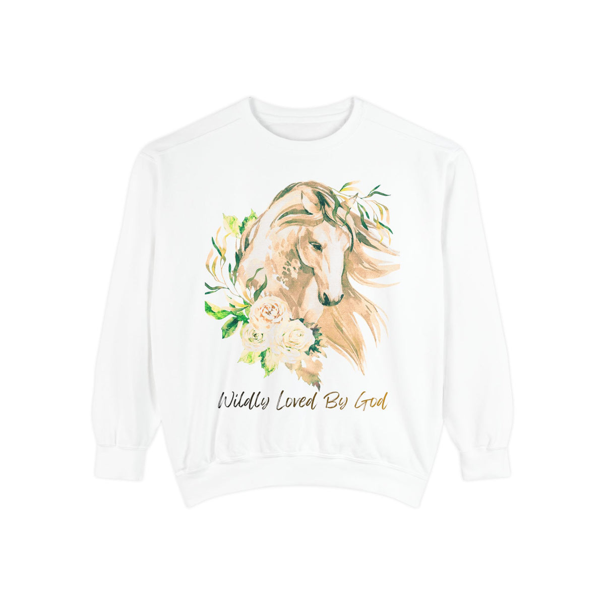 Horse Floral Sweatshirt — 'Wildly Loved By God' Cozy Crewneck