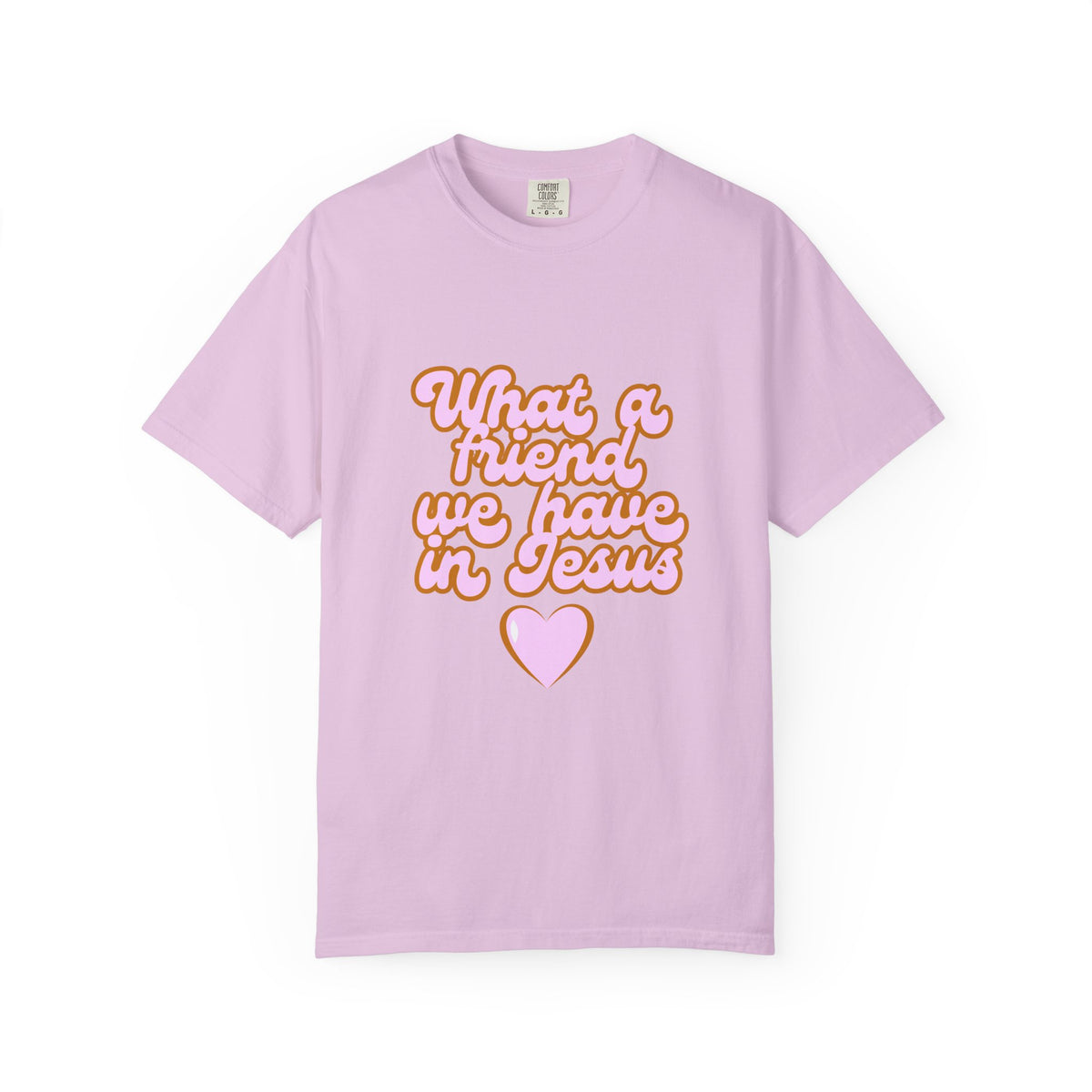 What a Friend We Have in Jesus T-Shirt — Retro Pink Heart Christian Tee
