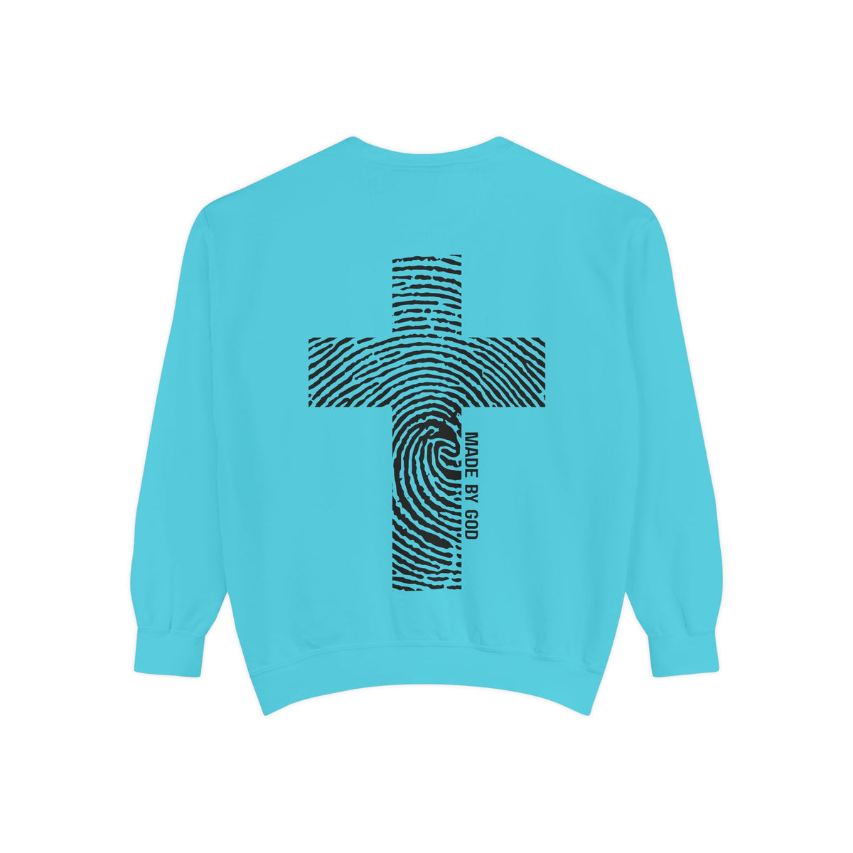 Sweatshirt — Fingerprint Cross "Saved By God" Crewneck
