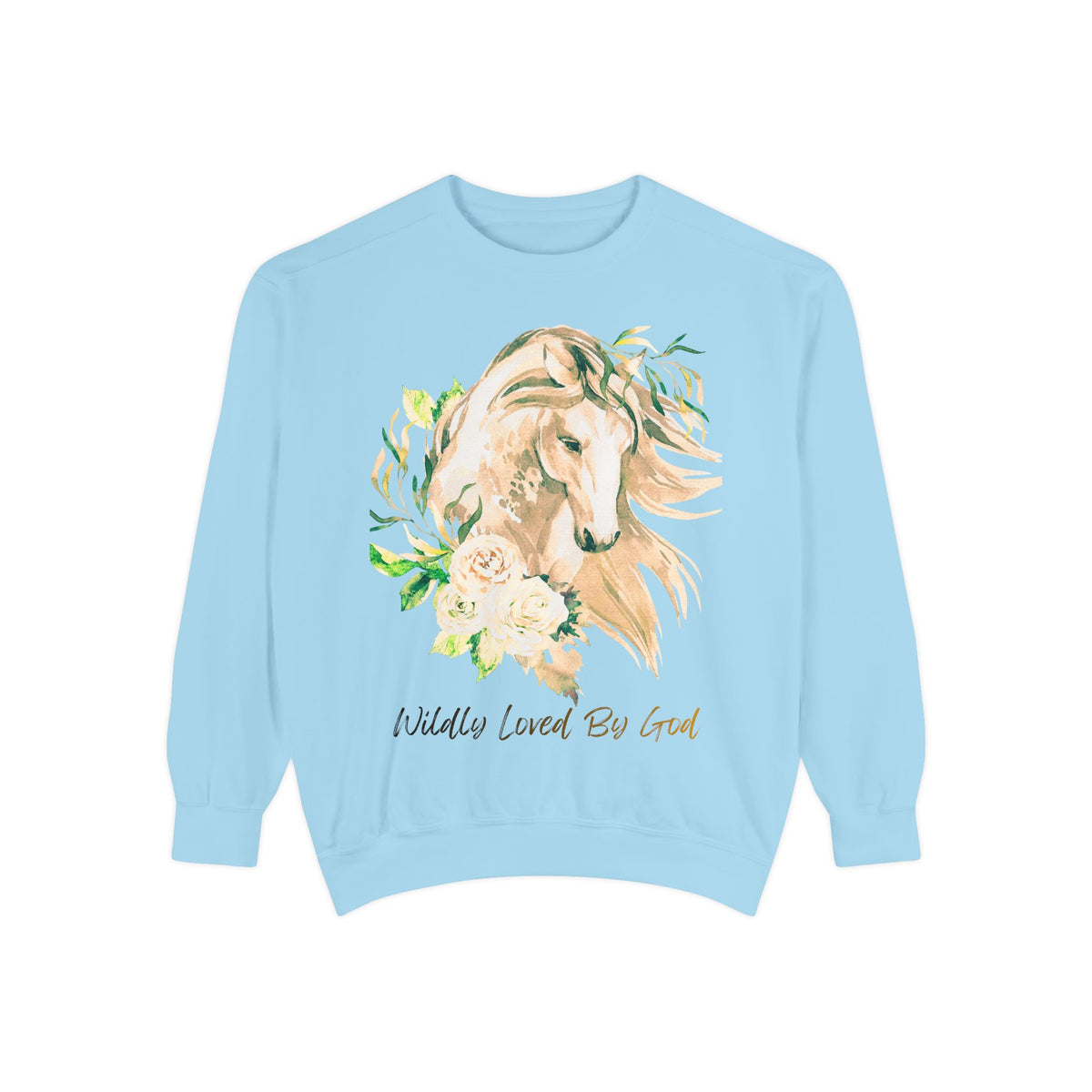 Horse Floral Sweatshirt — 'Wildly Loved By God' Cozy Crewneck