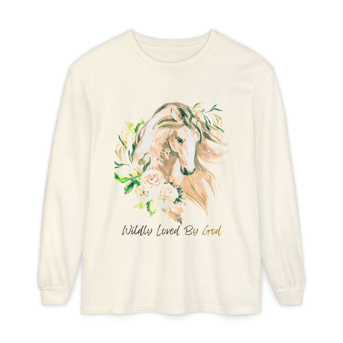 "Wildly Loved by God!" Horse Floral Long Sleeve Tee
