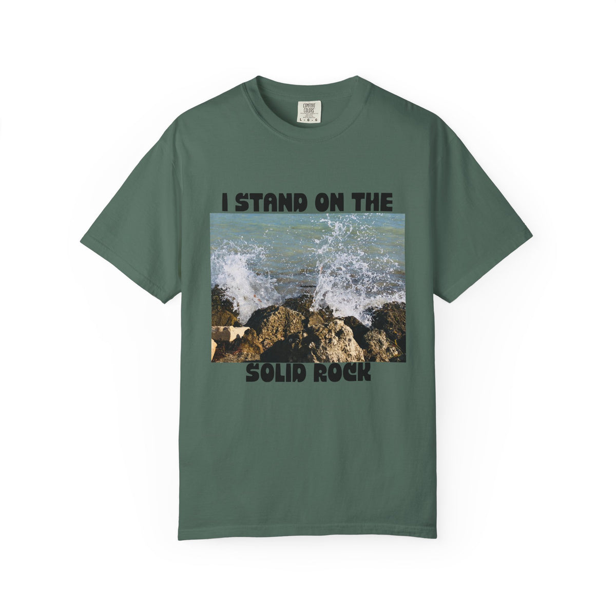 I Stand on the Solid Rock T-Shirt — Inspirational Coastal Faith Graphic Tee