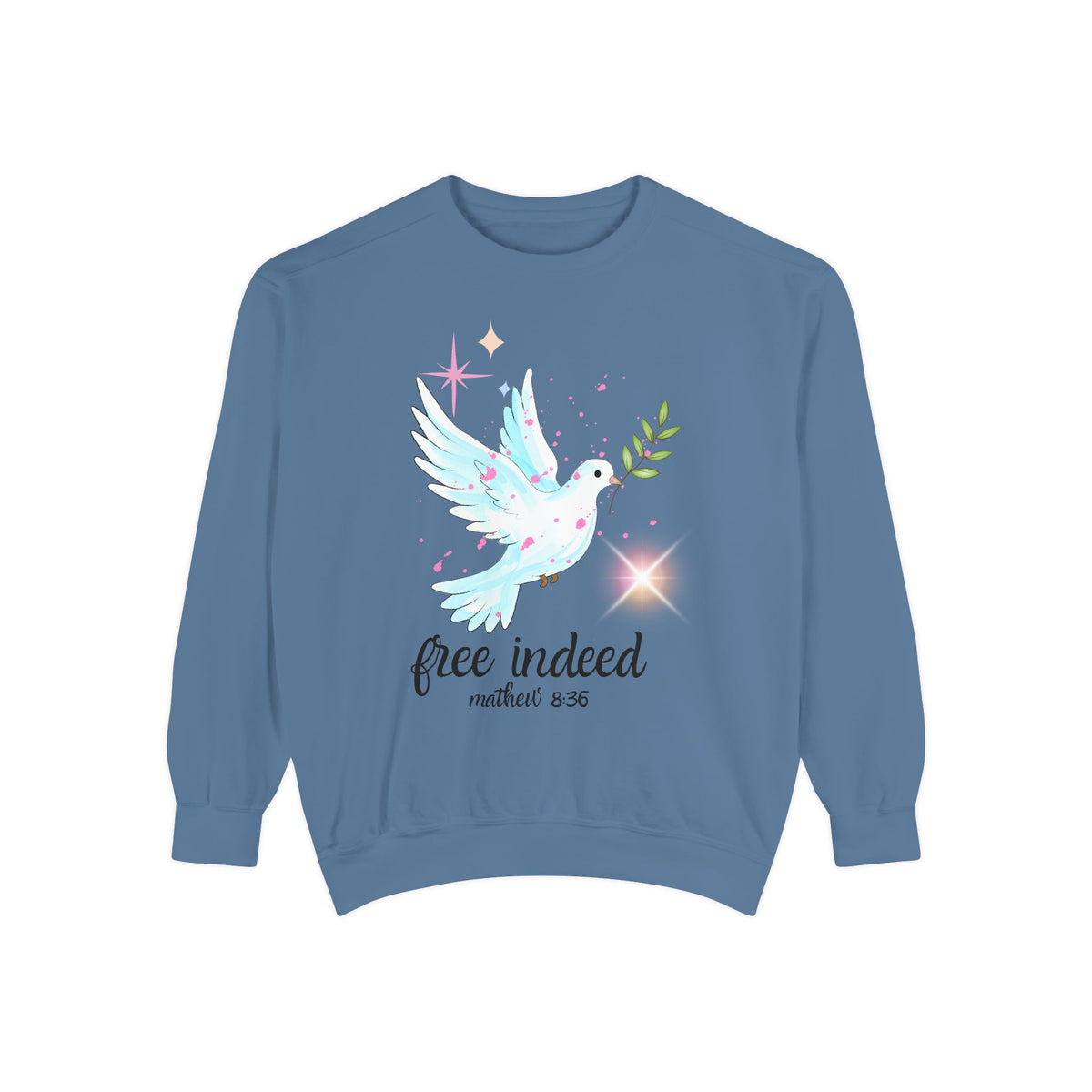 Free Indeed Dove Sweatshirt — Matthew 5:36 Inspirational Crewneck