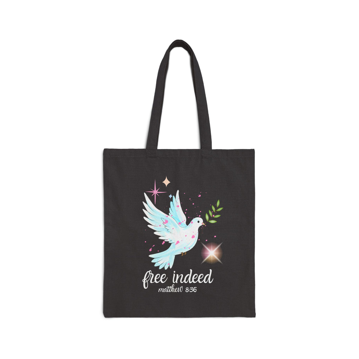 Tote Bag — “Free Indeed” Dove Canvas Tote (Matthew 8:36)