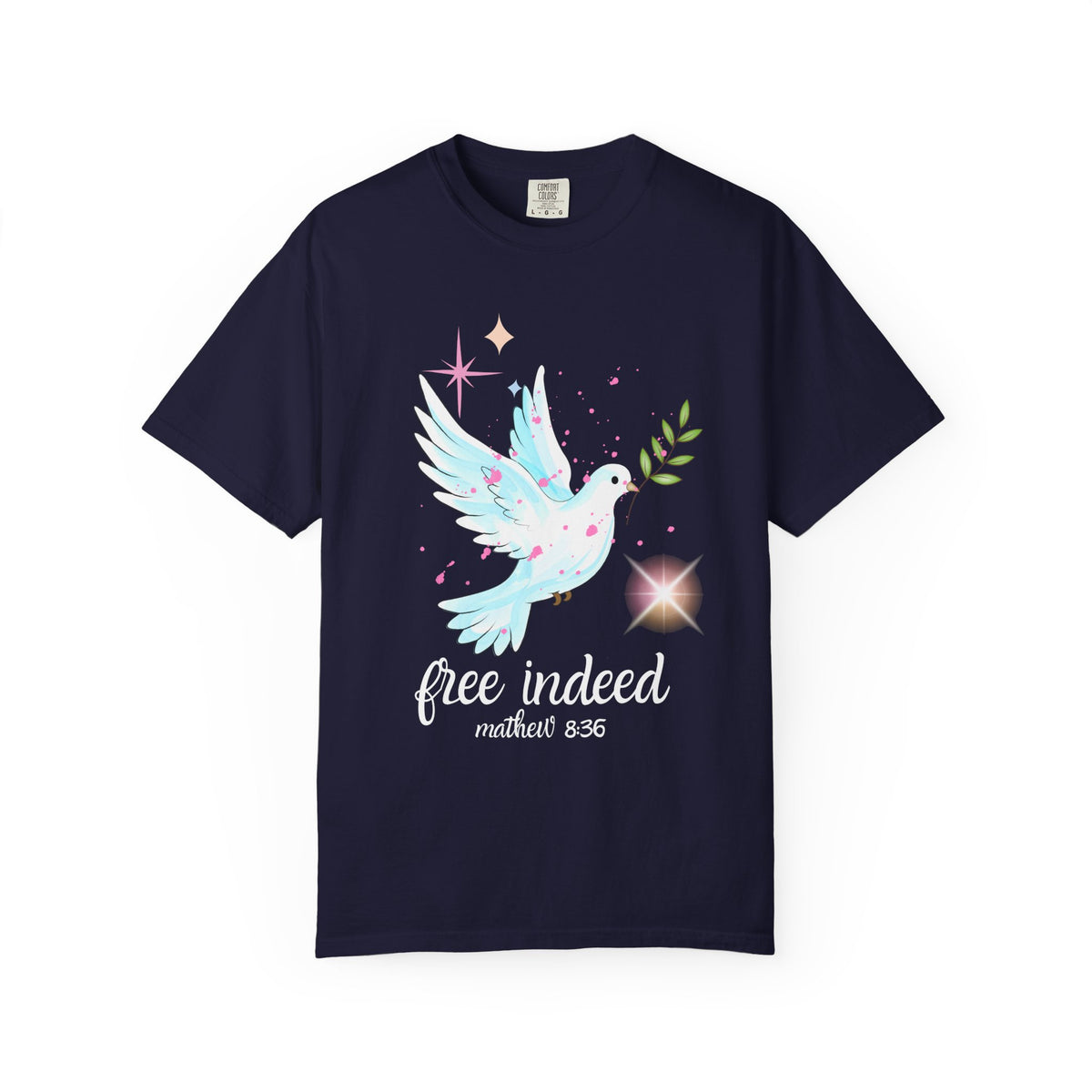 Dove 'Free Indeed' T‑Shirt — Matthew 8:36 Christian Tee