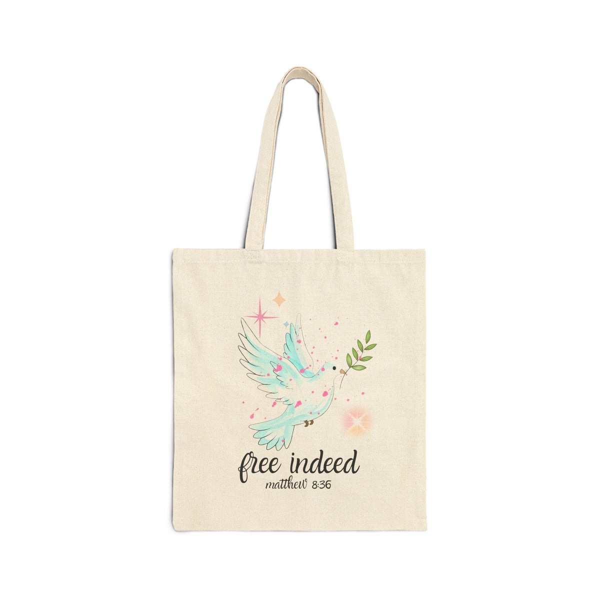 Tote Bag — "Free Indeed" Dove Canvas Tote (Matthew 8:36)