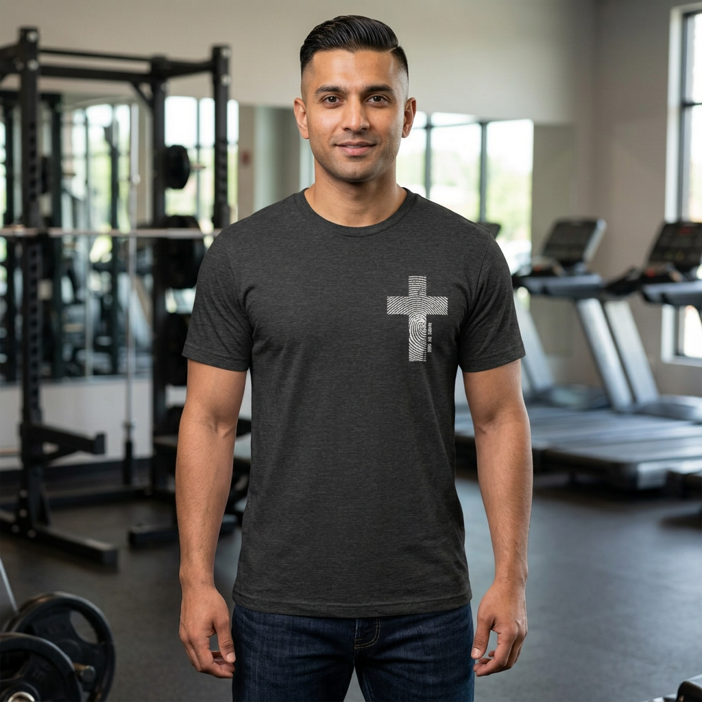 "Made by God" Cross with Fingerprint Tee