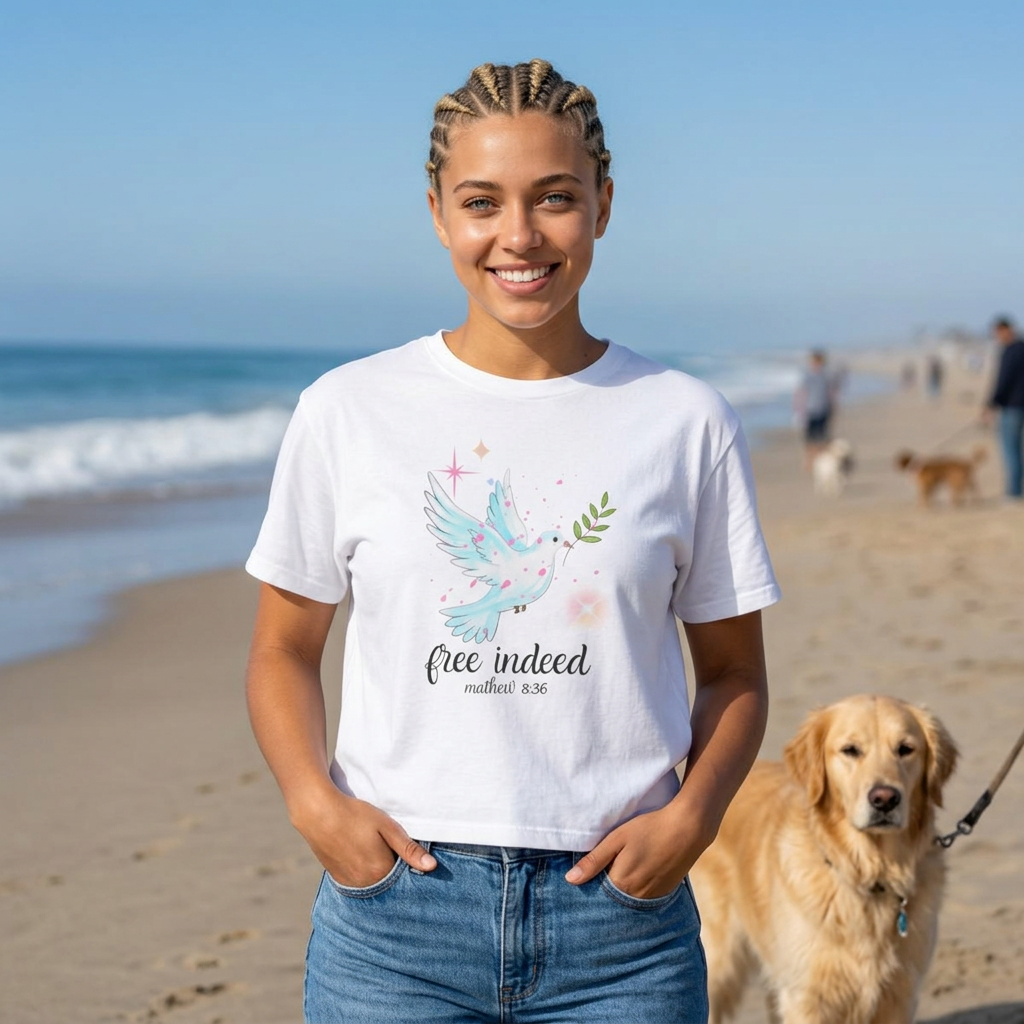 Free Indeed Dove Boxy Tee — Inspirational Christian Women's Shirt