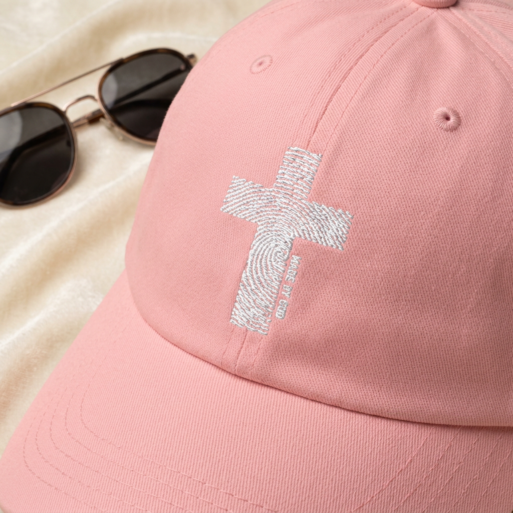 PINK/ Multi colors Classic Dad Cap with Distressed Cross Embroidery-Baseball Hat