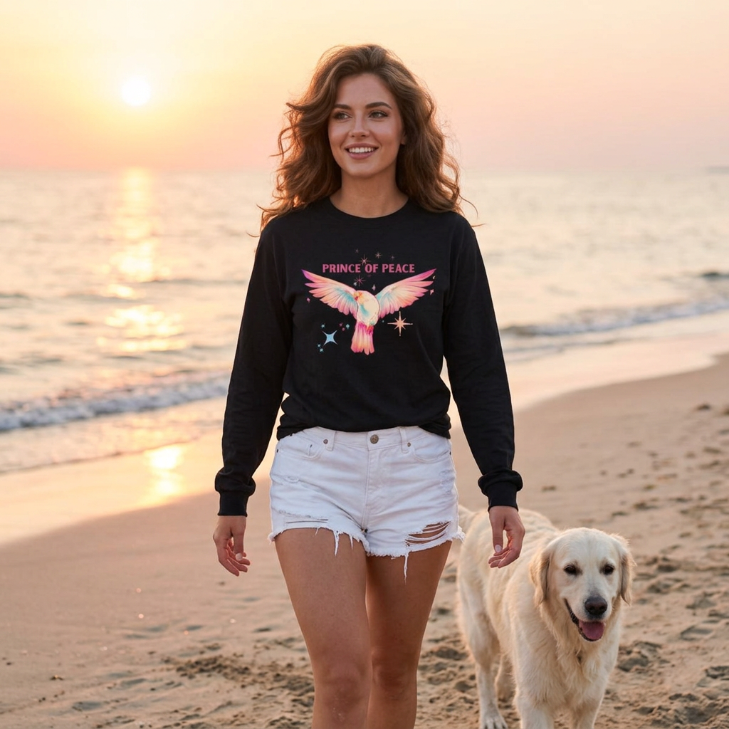 Prince of Peace Long Sleeve Tee — Pastel Dove Christian Shirt