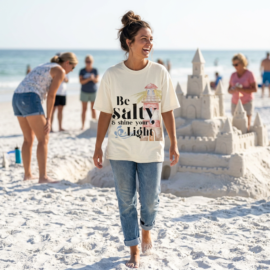 Be Salty & Shine Your Light T-Shirt — Lighthouse Nautical Inspirational Tee