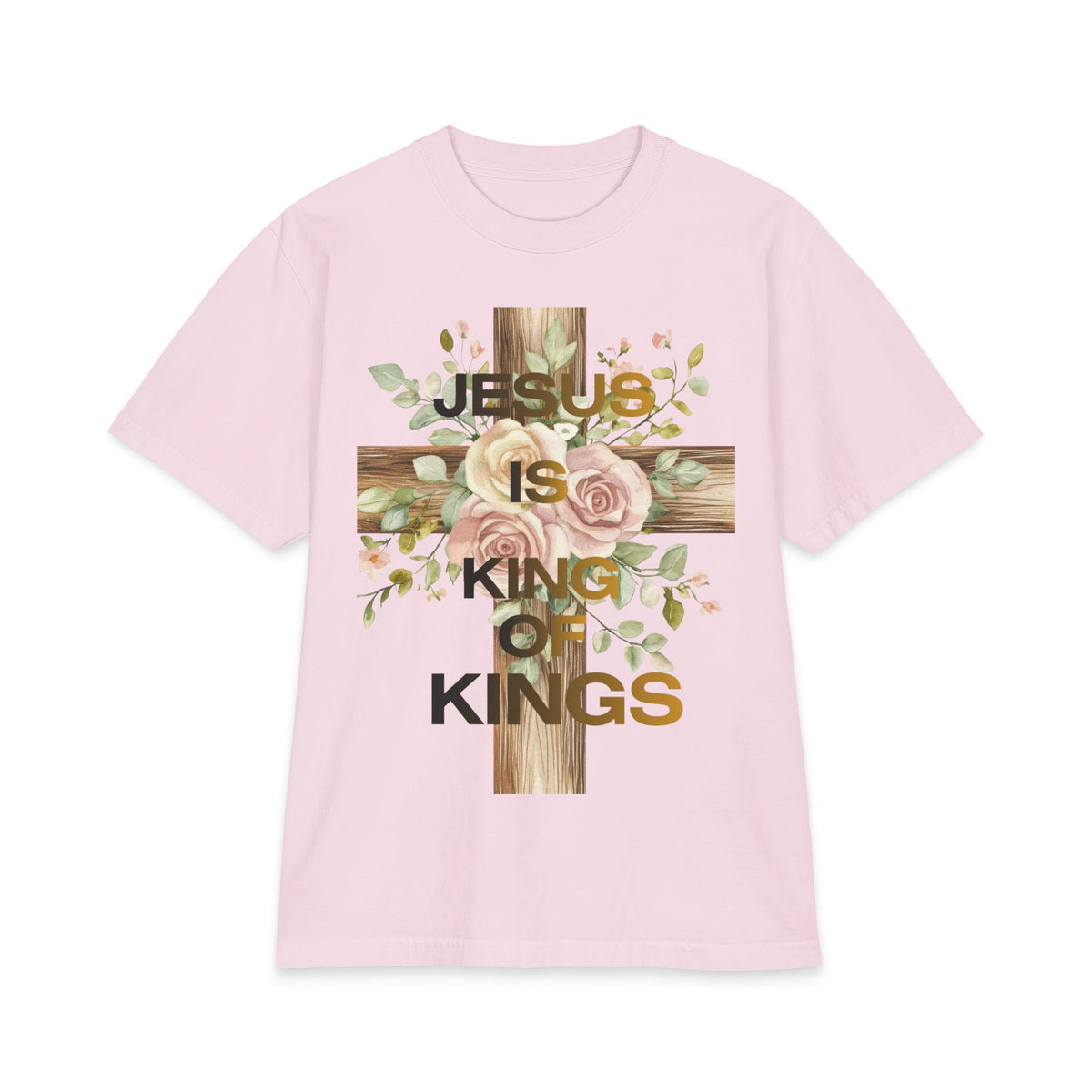 Jesus Is King Of Kings T-Shirt — Floral Cross Christian Tee