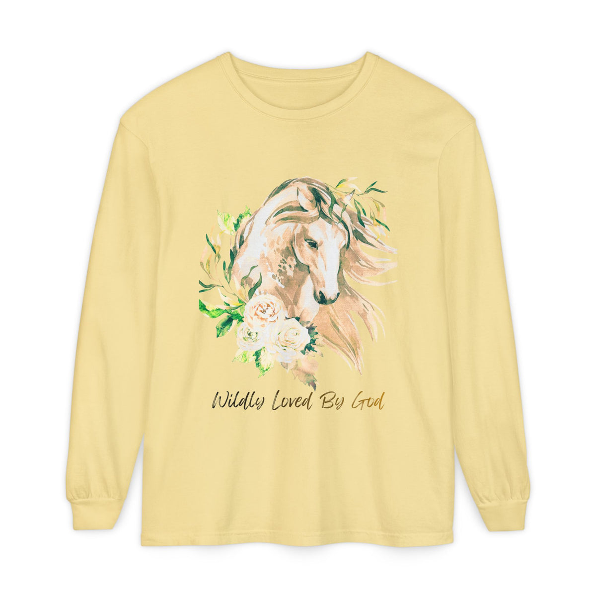 "Wildly Loved by God!" Horse Floral Long Sleeve Tee