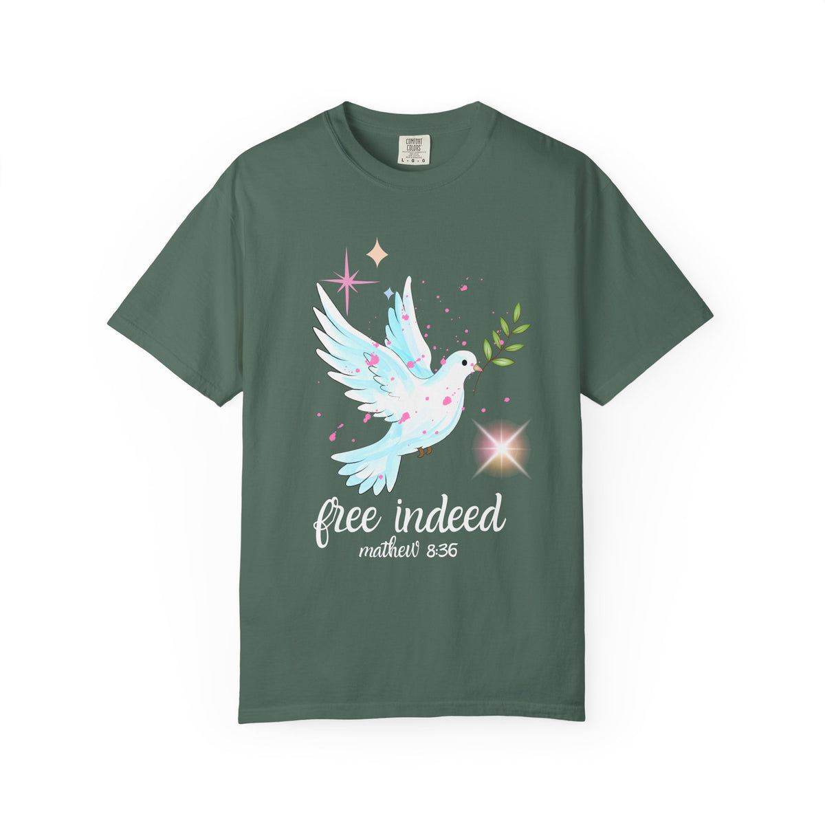 Dove 'Free Indeed' T‑Shirt — Matthew 8:36 Christian Tee