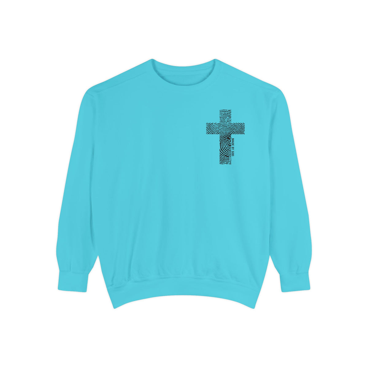 Sweatshirt — Fingerprint Cross "Saved By God" Crewneck