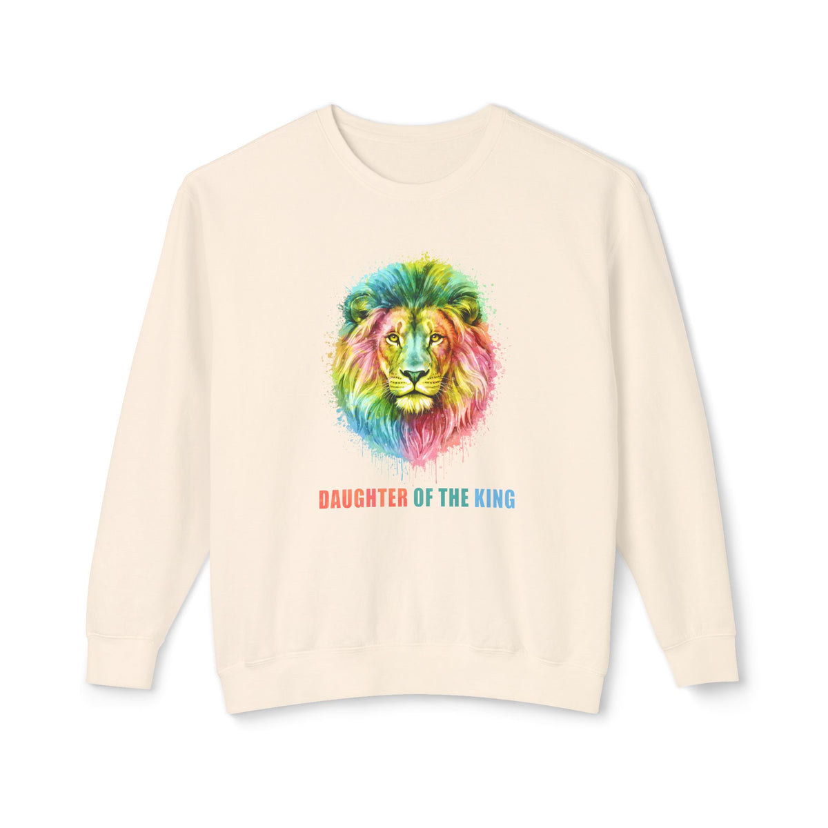 Daughter of the King Crewneck Sweatshirt — Rainbow Lion Graphic