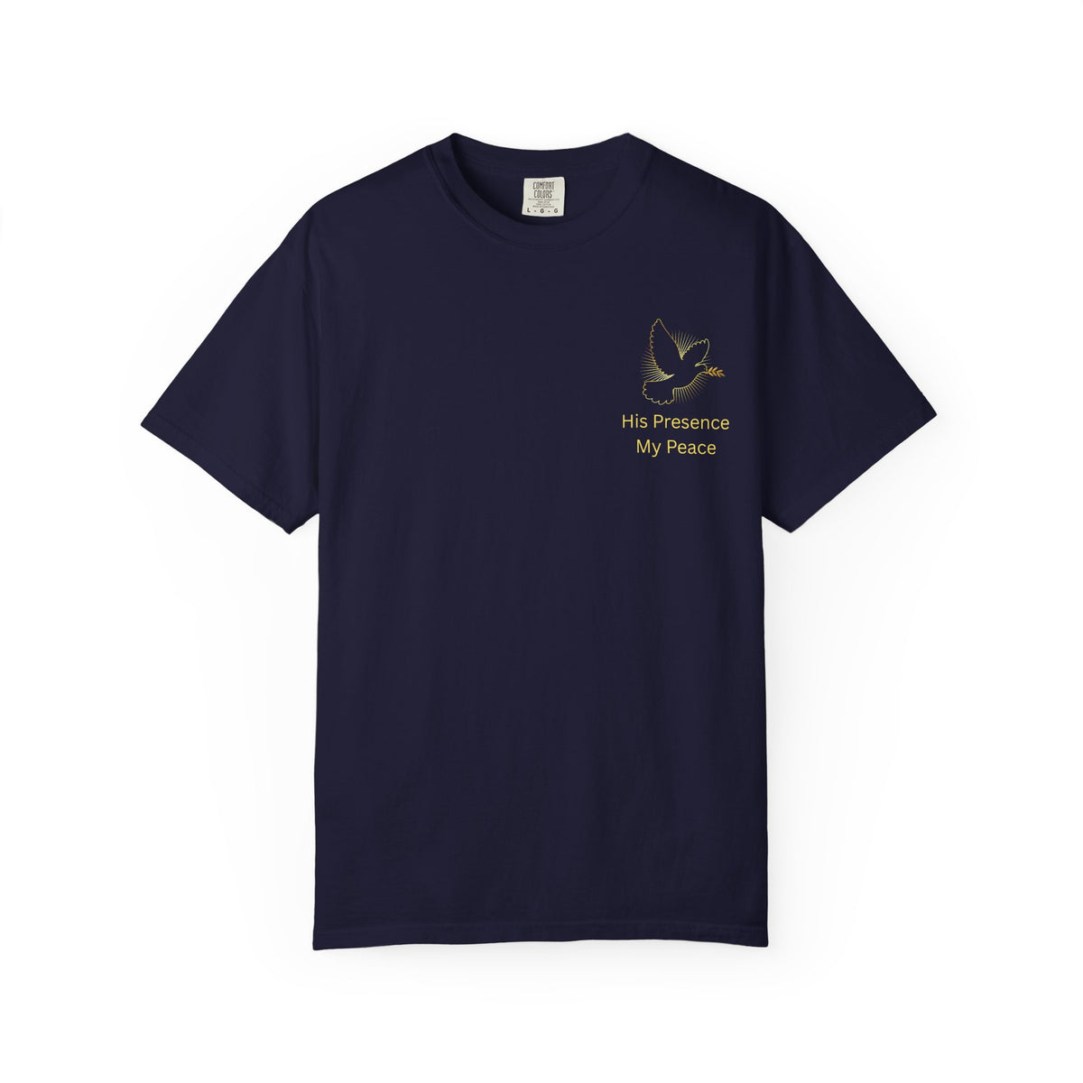 Christian Dove Cross T-Shirt — "His Presence My Peace" Garment-Dyed Tee