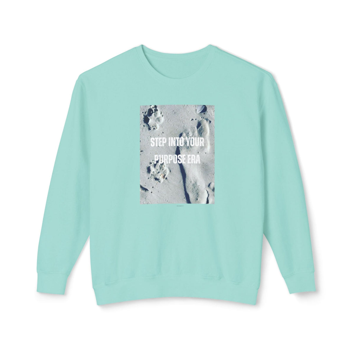 "Step Into Your Purpose Era" Crewneck Inspirational Beach Footprints Design