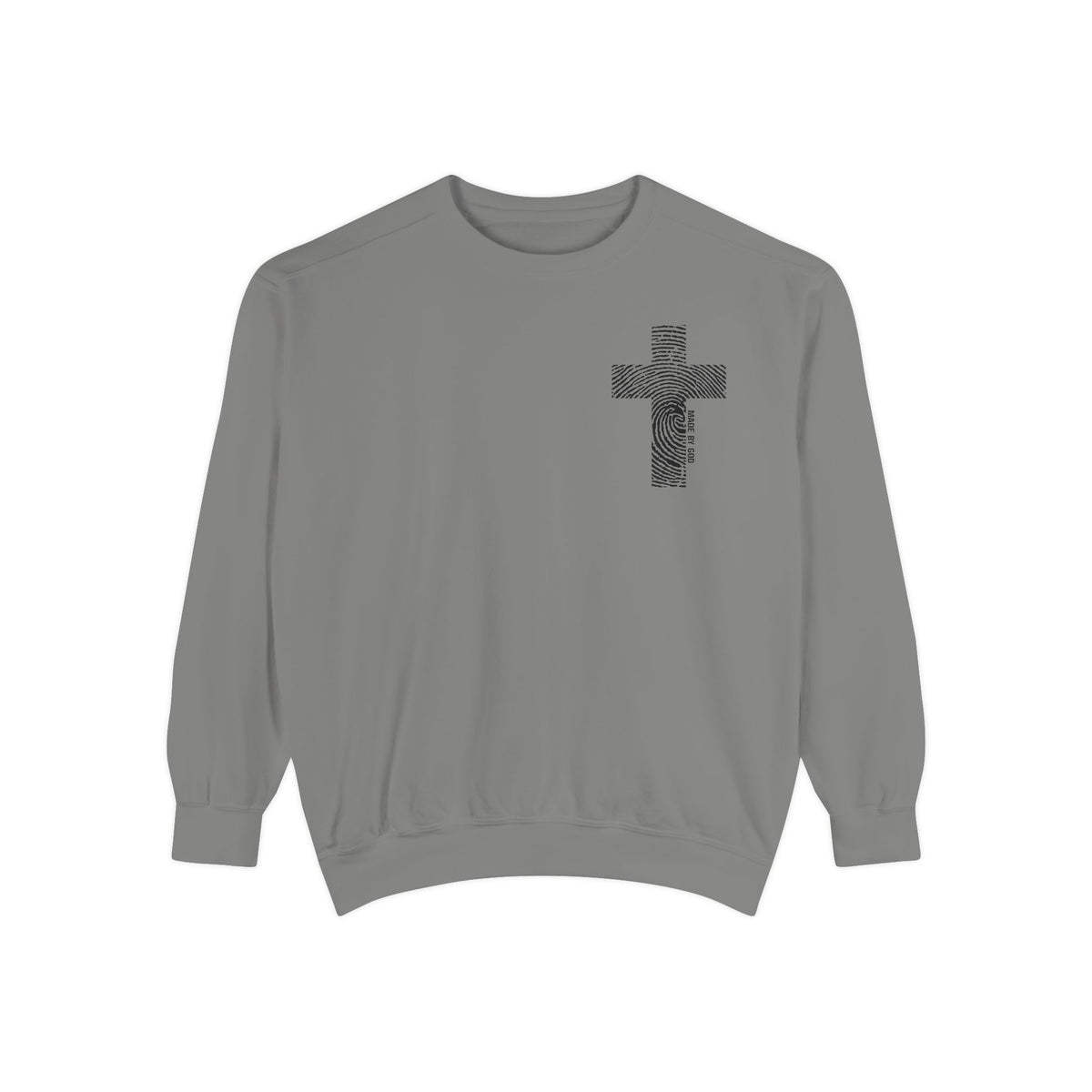 Sweatshirt — Fingerprint Cross "Saved By God" Crewneck
