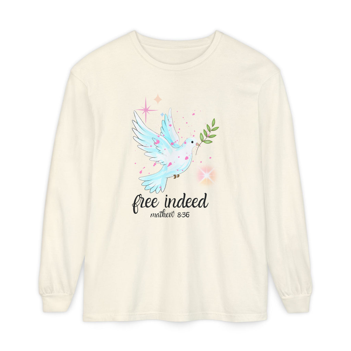 Free Indeed Dove Unisex Garment-dyed Long Sleeve T-Shirt