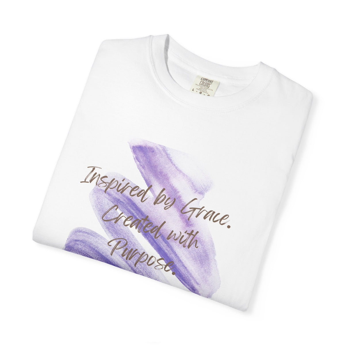 "Inspired by Grace. Created with Purpose" Inspirational Tee Purple Brushstroke T-Shirt