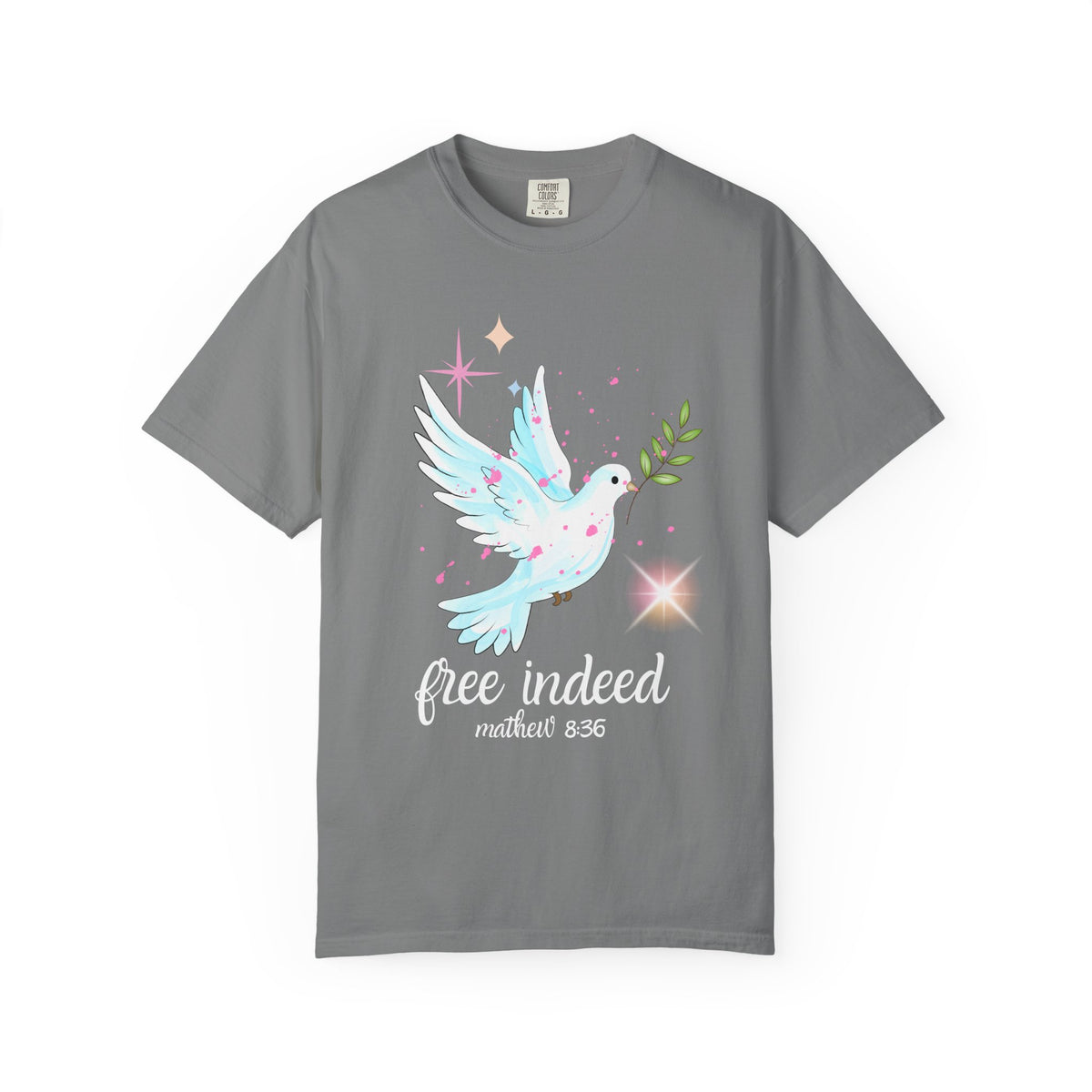 Dove 'Free Indeed' T‑Shirt — Matthew 8:36 Christian Tee