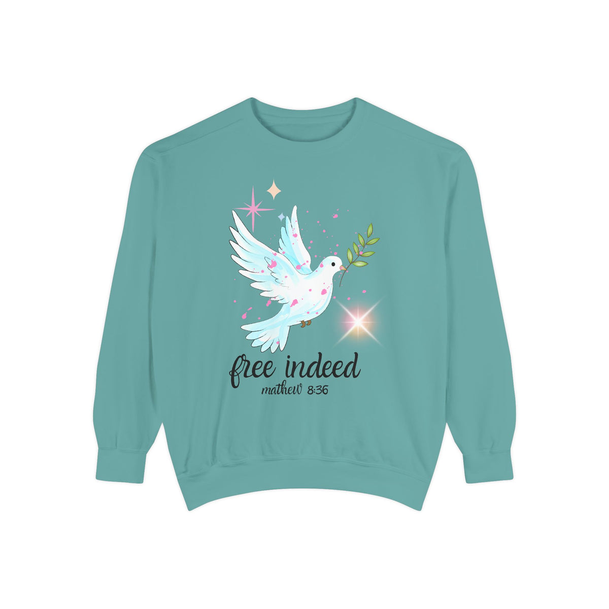 Free Indeed Dove Sweatshirt — Matthew 5:36 Inspirational Crewneck