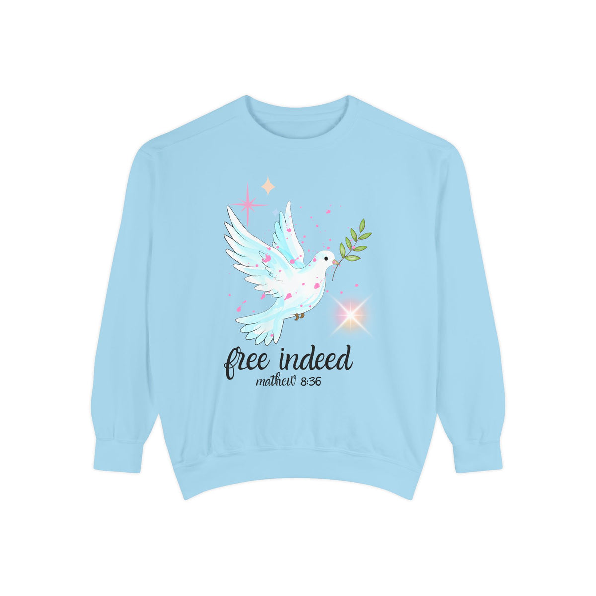 Free Indeed Dove Sweatshirt — Matthew 5:36 Inspirational Crewneck