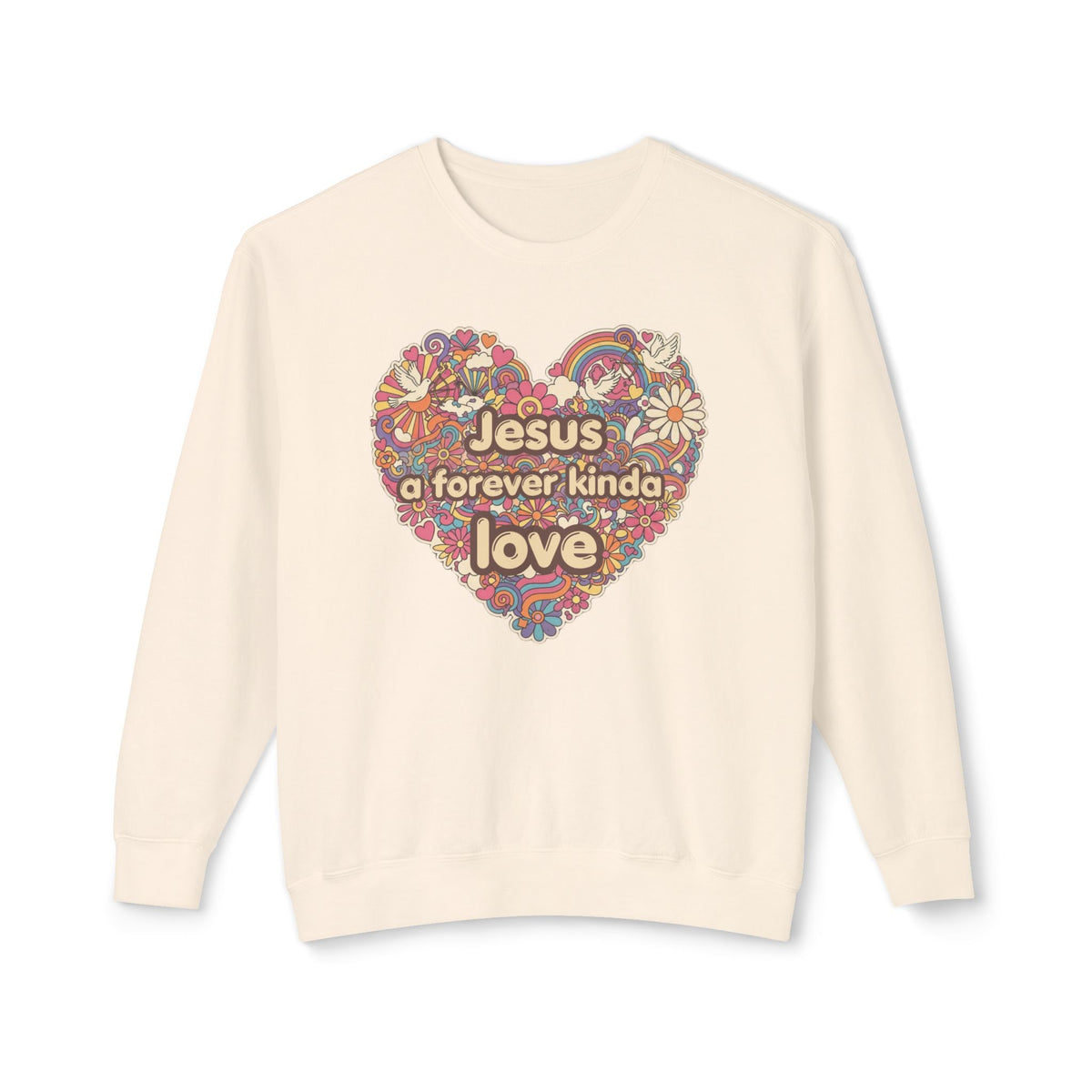 “Jesus a Forever Kinda Love” Christian Floral Heart Sweatshirt in 100% ring spun cotton