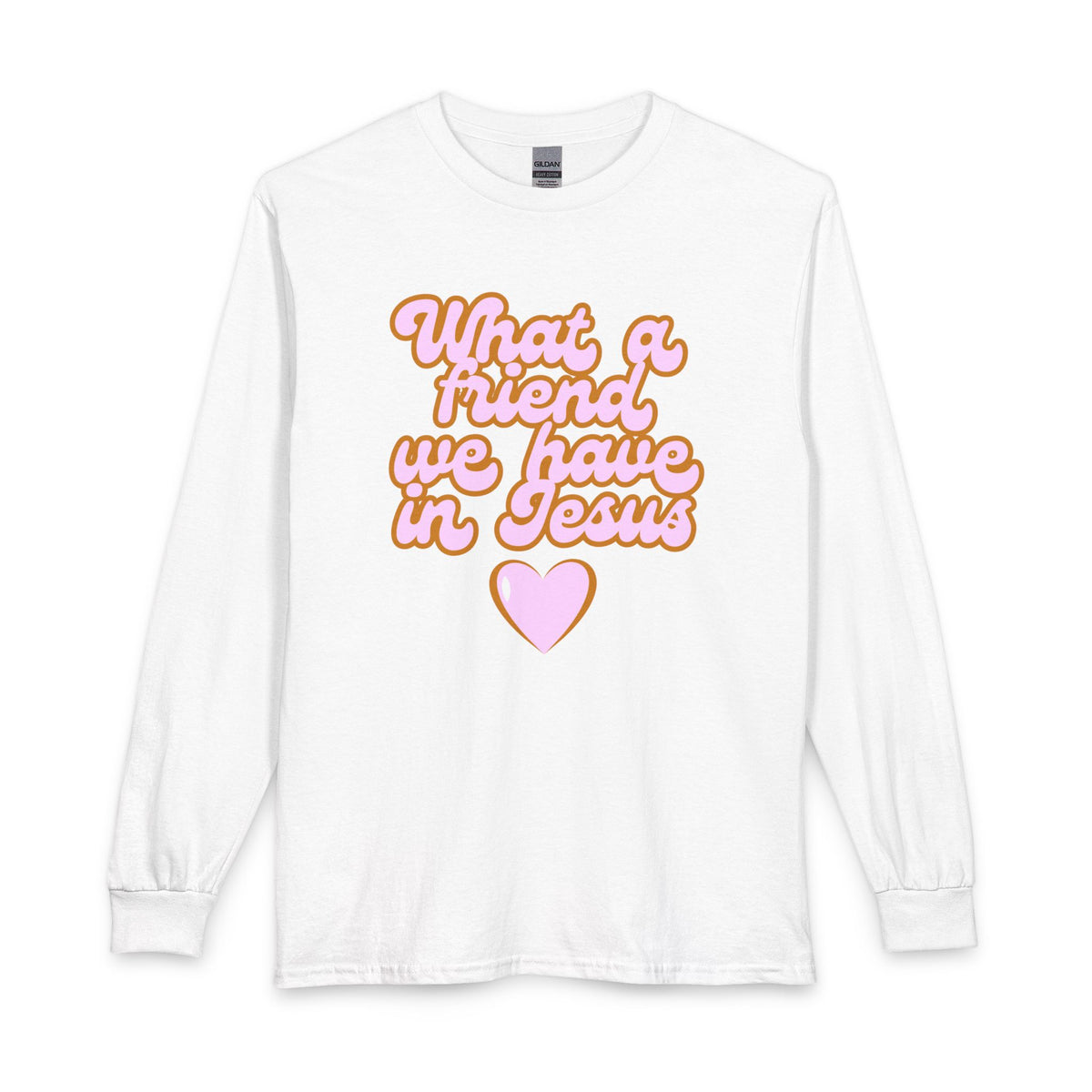 "What a Friend We Have in Jesus" Retro Pink Heart Gospel Long sleeve Shirt