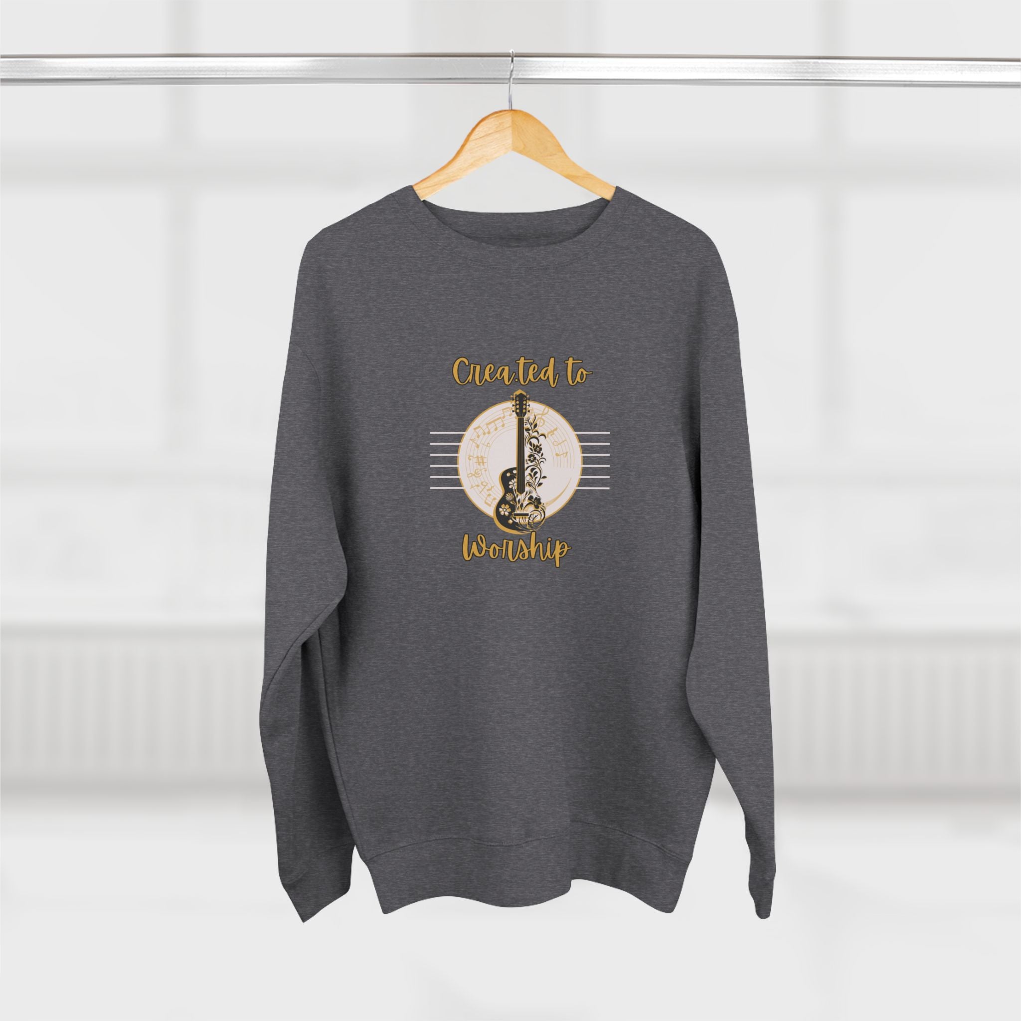 Created to Worship Crewneck Sweatshirt — Christian Guitar Worship Pullover