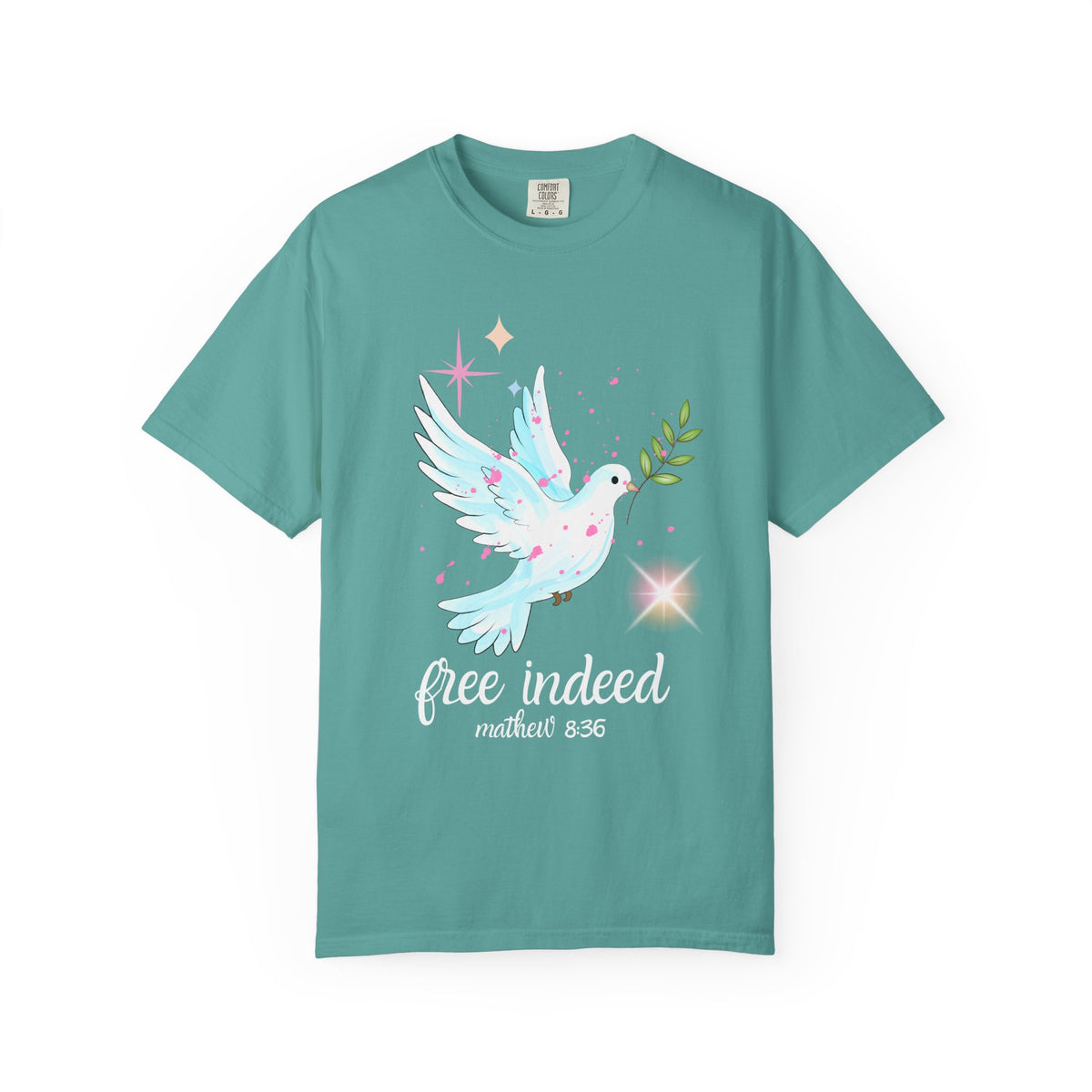 Dove 'Free Indeed' T‑Shirt — Matthew 8:36 Christian Tee