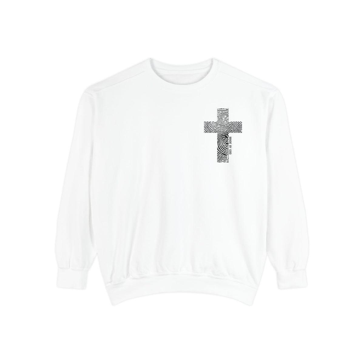 Sweatshirt — Fingerprint Cross "Saved By God" Crewneck
