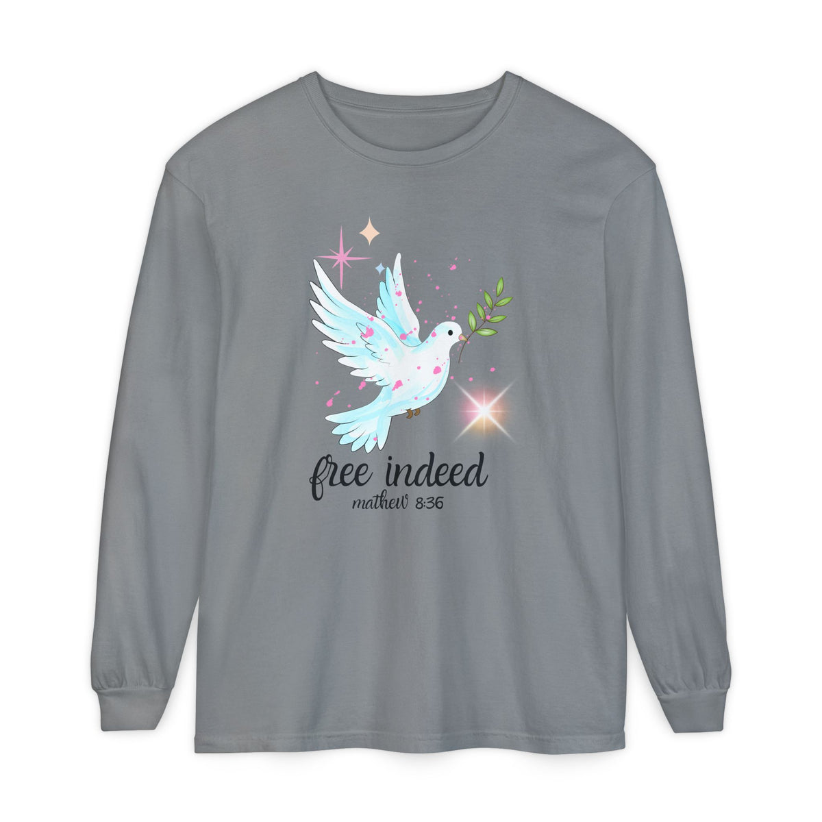 Free Indeed Dove Unisex Garment-dyed Long Sleeve T-Shirt