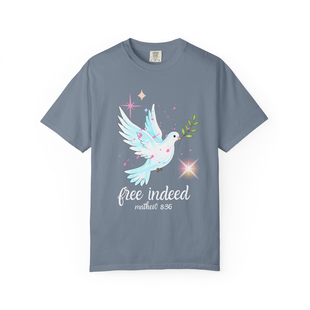 Dove 'Free Indeed' T‑Shirt — Matthew 8:36 Christian Tee