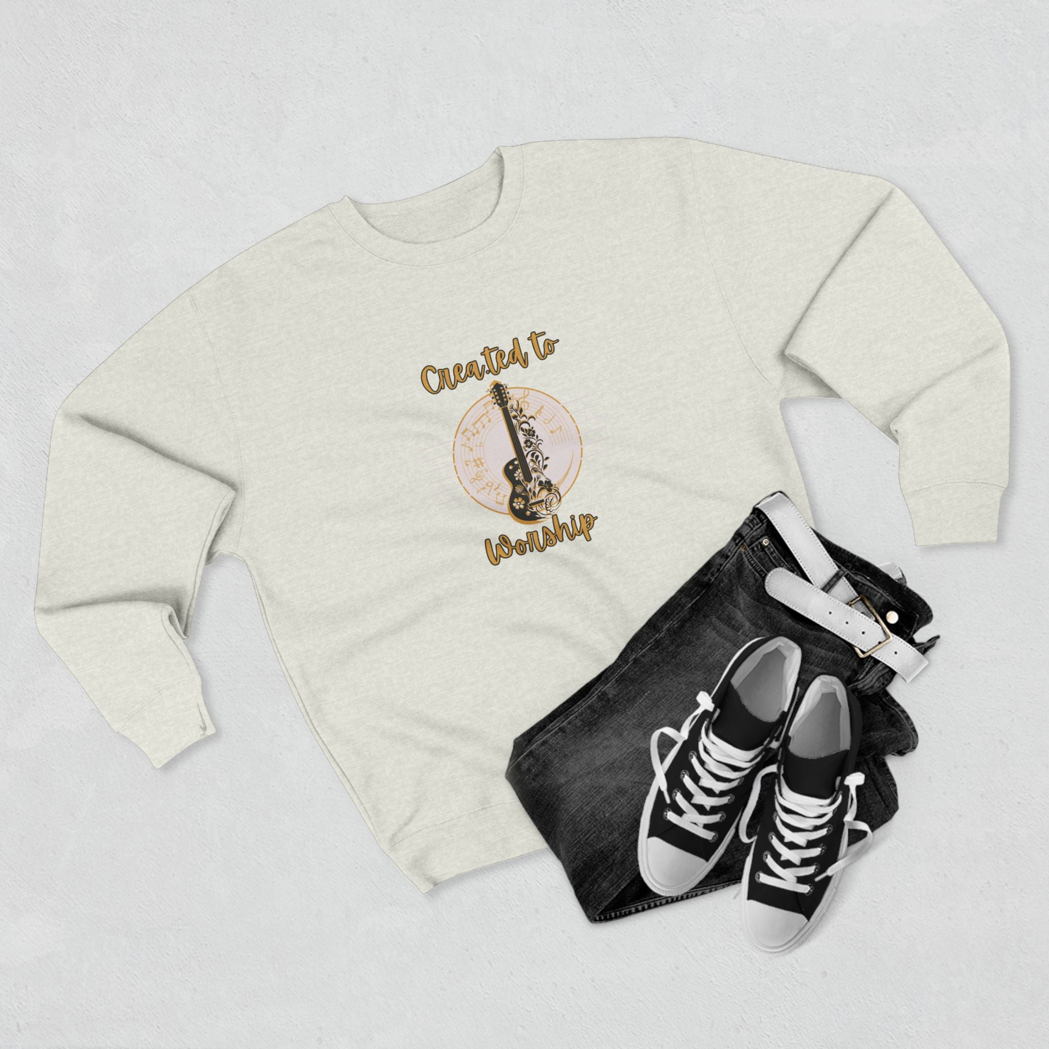 Created to Worship Crewneck Sweatshirt — Christian Guitar Worship Pullover