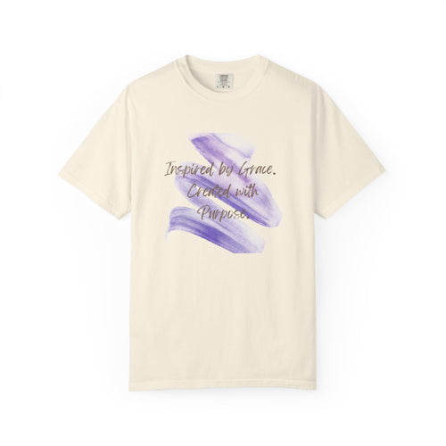 "Inspired by Grace. Created with Purpose" Inspirational Tee Purple Brushstroke T-Shirt