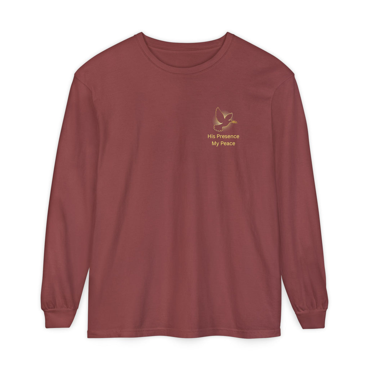 Christian Cross Long Sleeve Tee — Gold Foil Faith Design