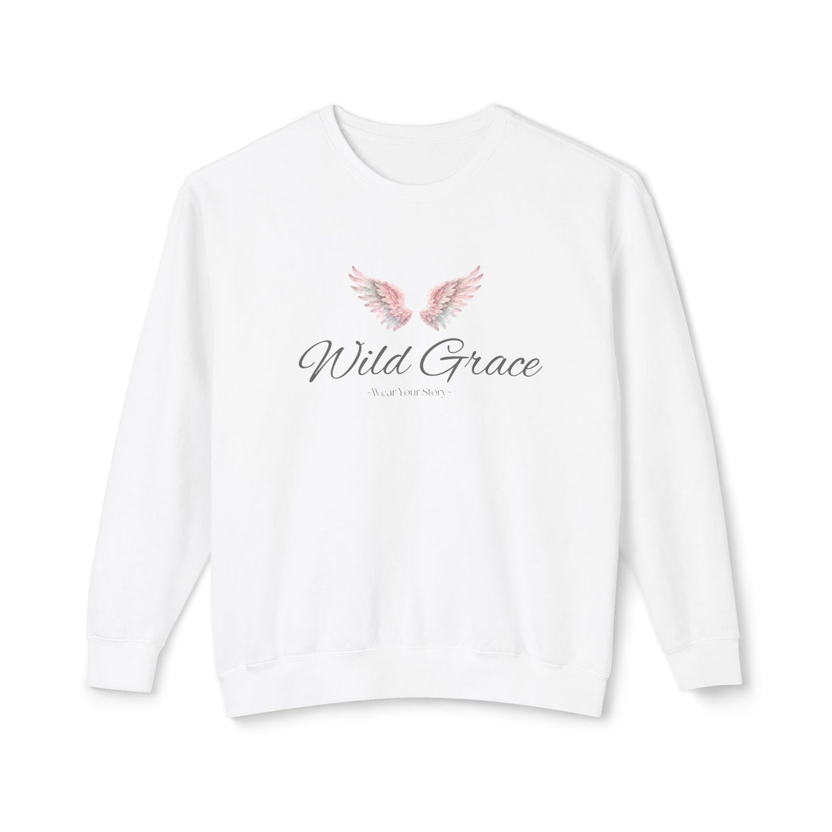Wild Grace Crewneck Sweatshirt — Pink Angel Wings Inspirational Pullover