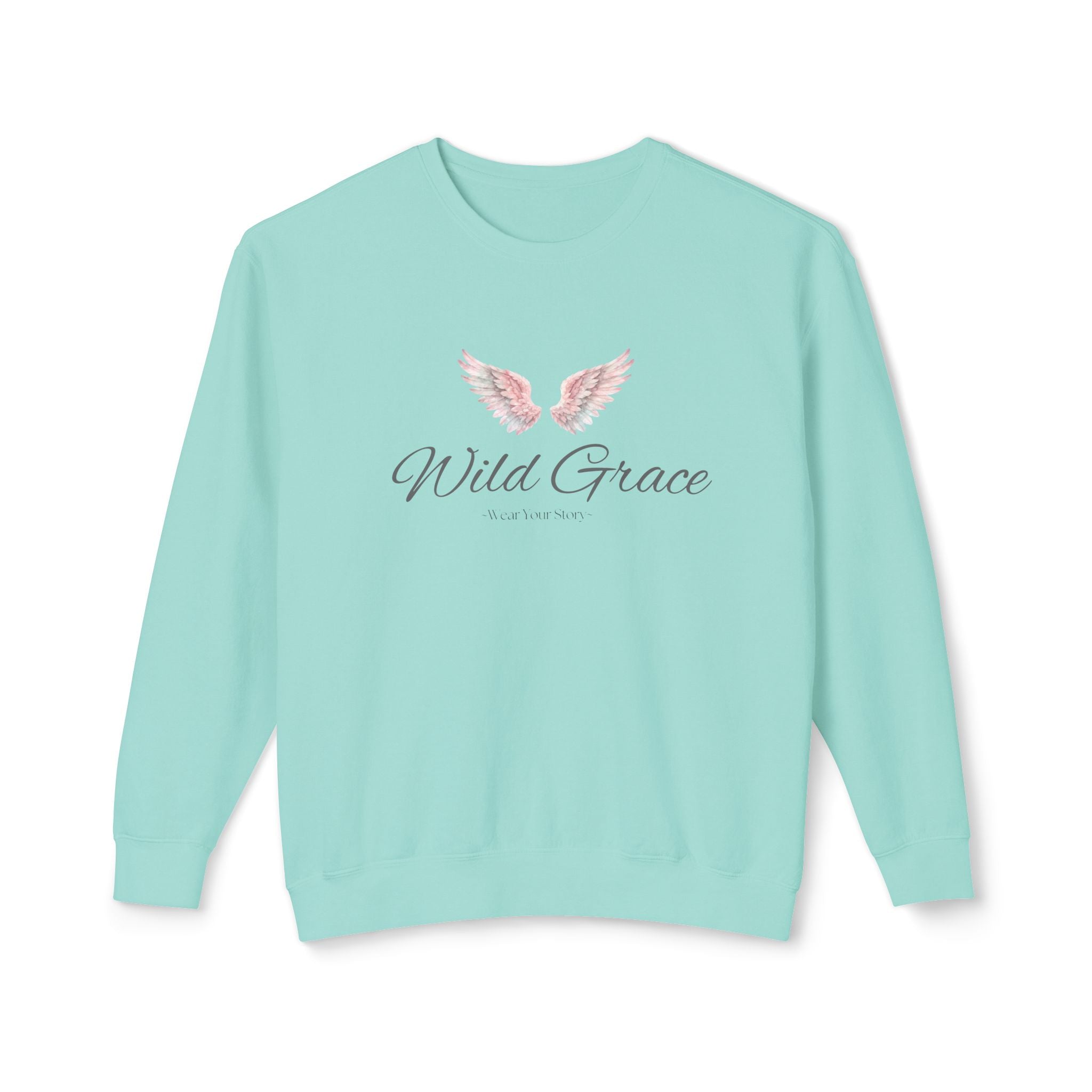 Wild Grace Crewneck Sweatshirt — Pink Angel Wings Inspirational Pullover